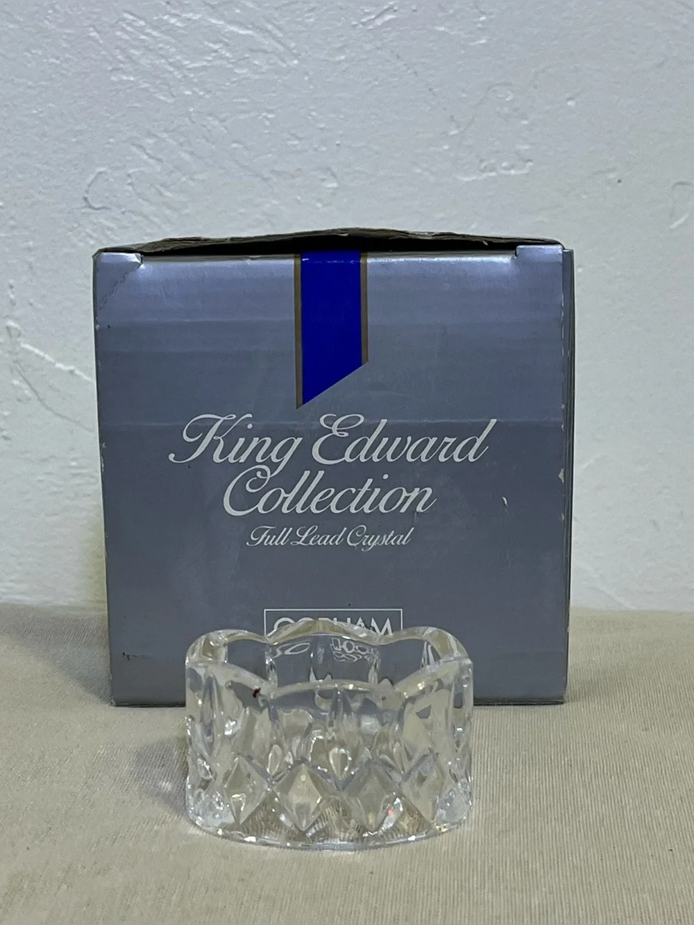 Vintage Gorham King Edward Full Lead Crystal Napkin Rings Set of 4 In Box